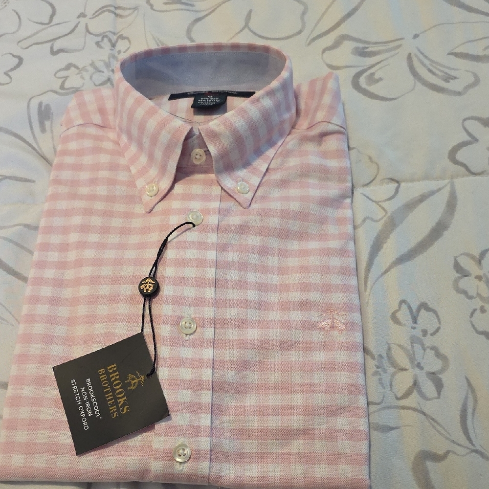 Brooks Brothers Boys Pink Non-Iron Stretch Oxford